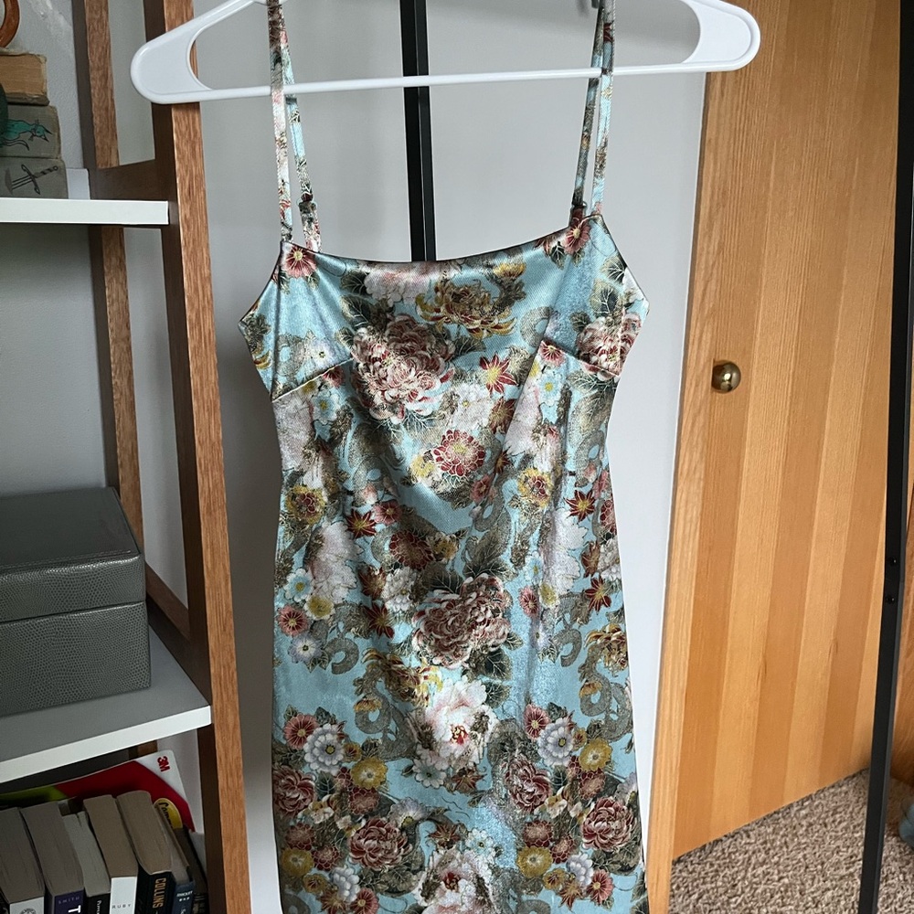 Urban Outfitters Floral Mini Dress - Blue and Brown